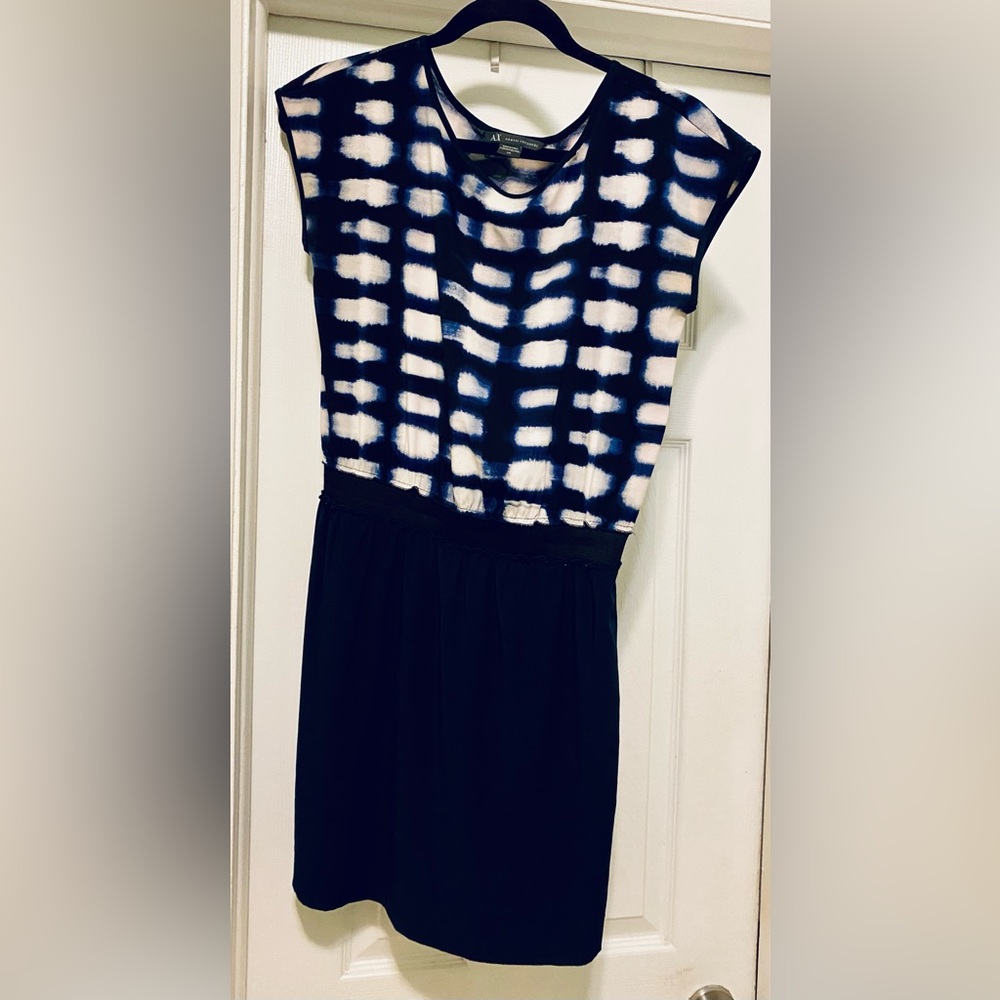 A/X Armani Exchange short dress with elastic waist, navy